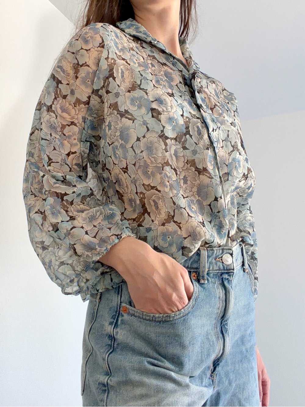 Vintage // sheer floral blouse